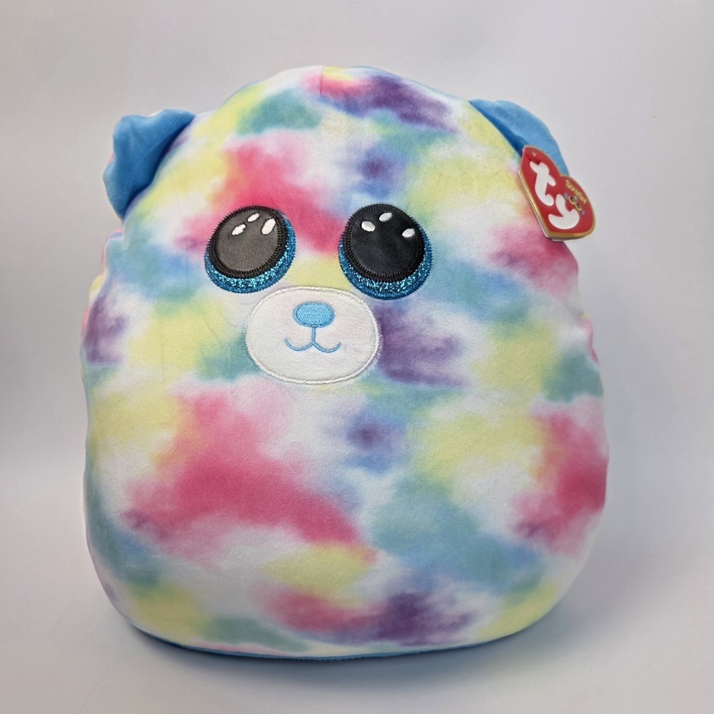 NEW TY Squish-A-Boos Plush Hope the Tie-Dye Bear Squishy Toy 2021 14" #839